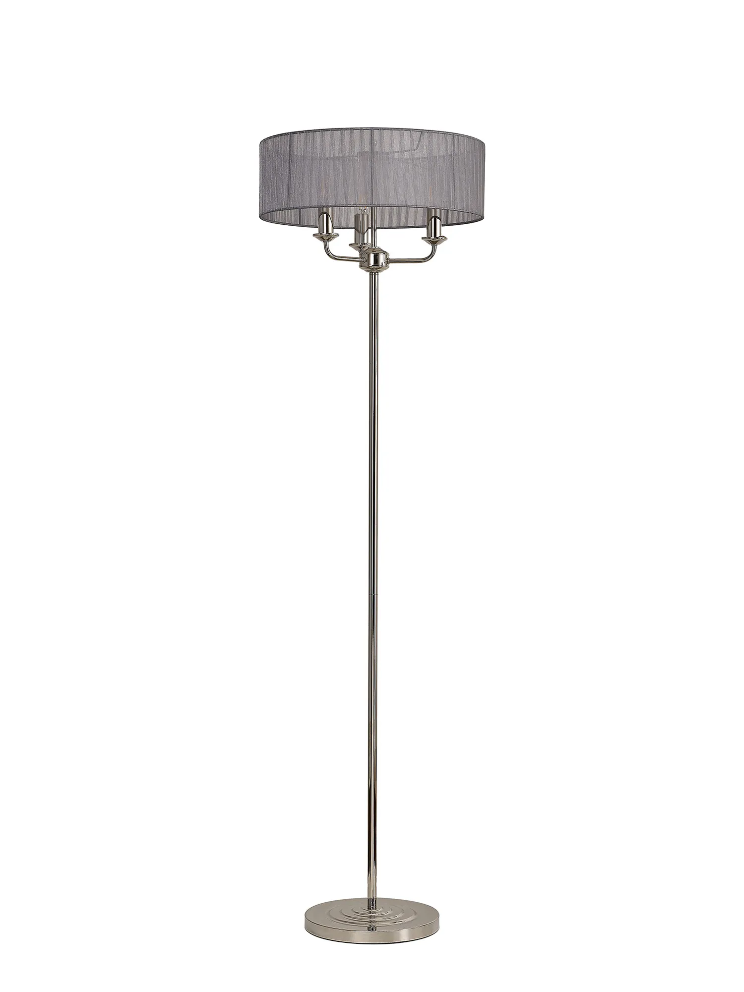 Banyan 45cm 3 Light Floor Lamp Polished Nickel, Grey DK0890  Deco Banyan PN GR